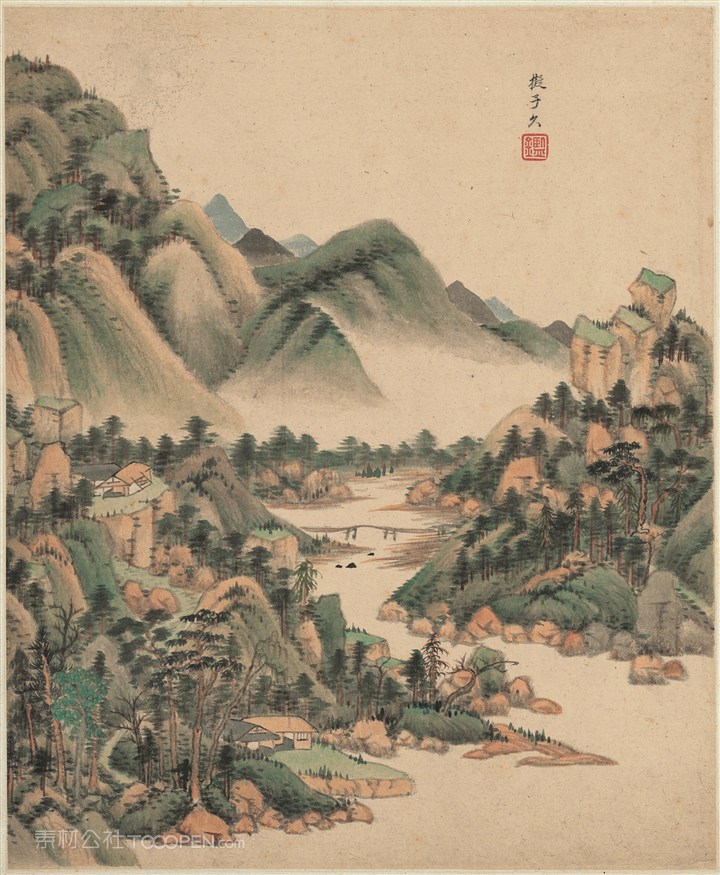 明代王鉴仿子久仿古山水册页国画图片 第1页