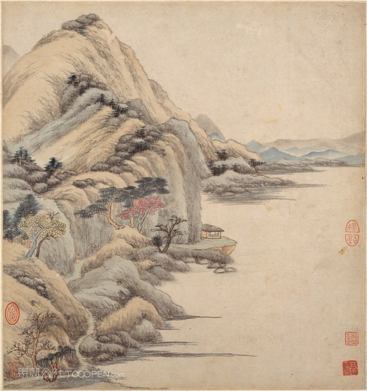 明代画家王鉴仿古册页寻山踏路国画图片 第1页