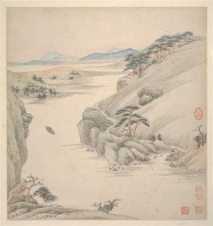 明代画家王鉴仿古册页水光山色国画图片 第1页