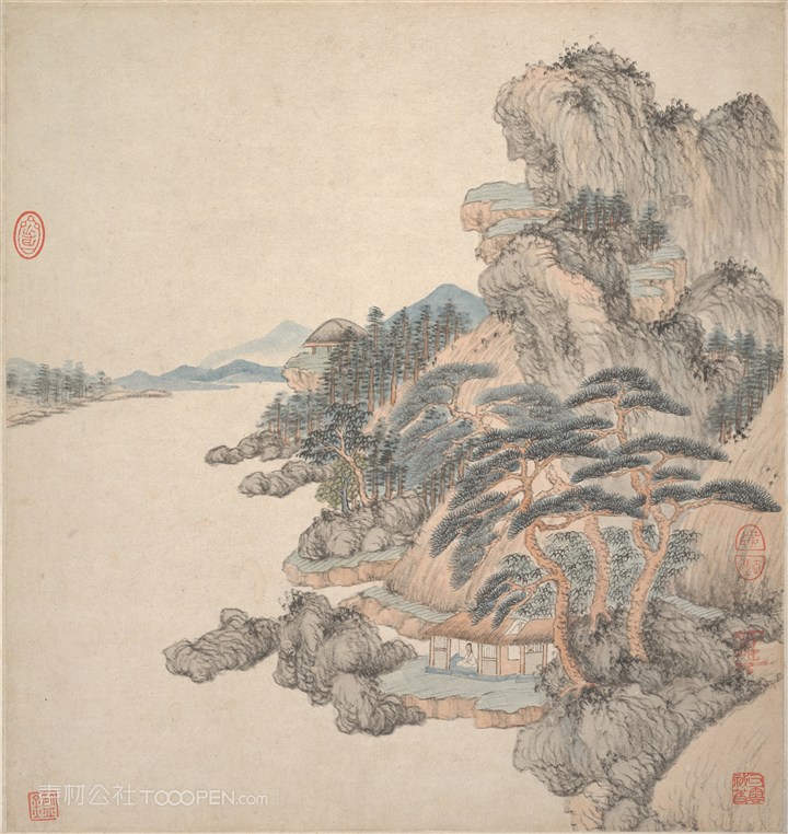 明代画家王鉴仿古册页山屋观景国画图片 第1页