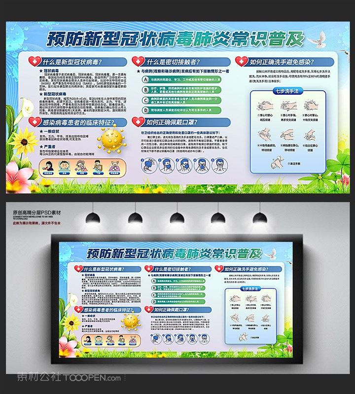 预防新型冠状病毒肺炎常识普及宣传栏新冠肺炎展板学校医院社区宣传海报 第1页