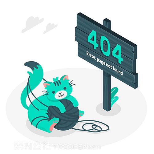 卡通猫咪玩线团404错误网页设计矢量素材 第1页